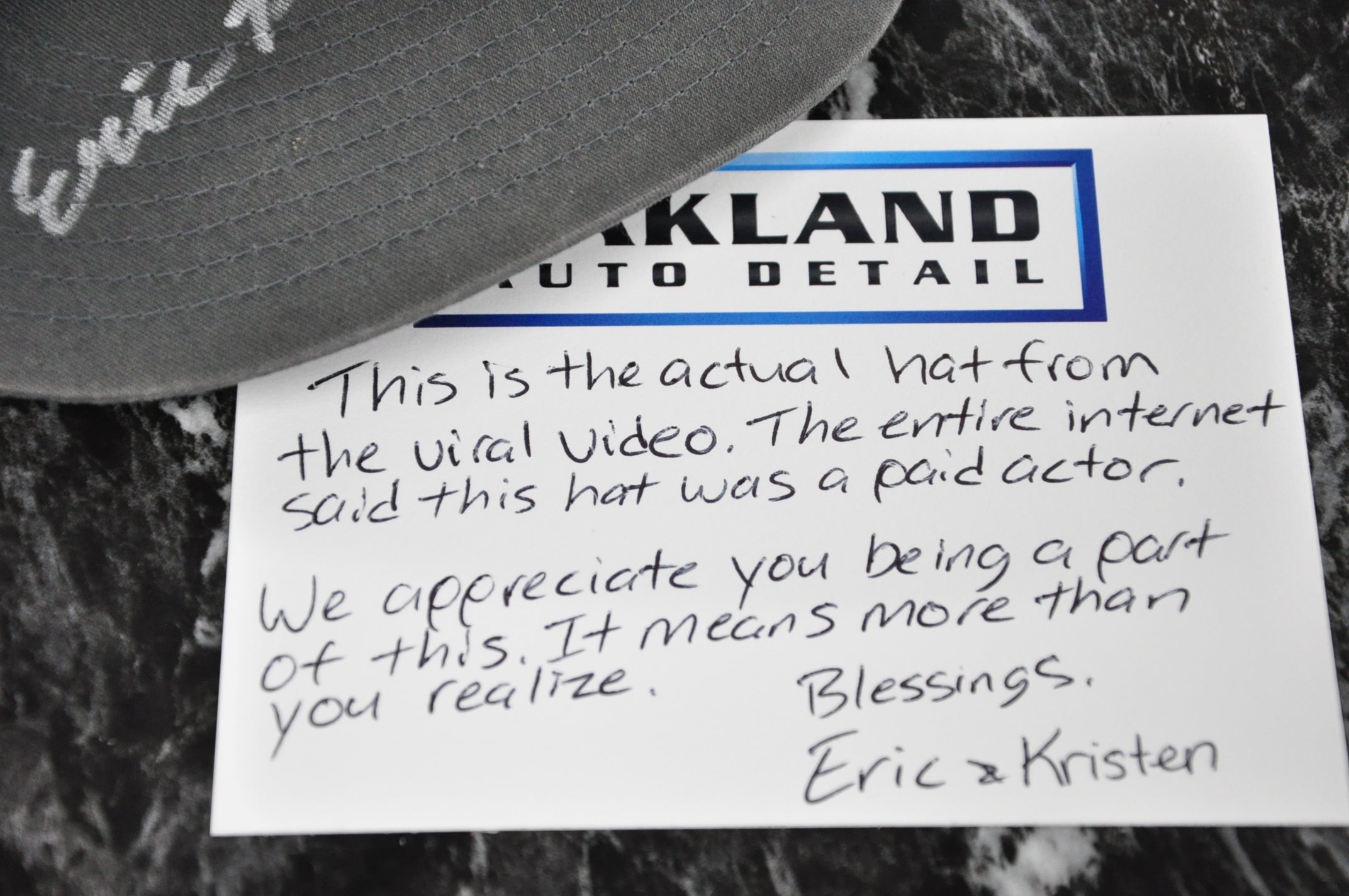 20M Views! Hat tossed in viral video - Grey Front/White Mesh Hat - Autographed - Silver Marker